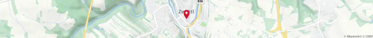 Map representation of the location for Apotheke Zum schwarzen Adler in 3910 Zwettl